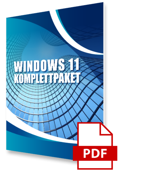 54ad8bacaf0b1f3da94968e2829ef5bb.png Packshot der Prämie "Windows 11 Komplettpaket". Auf dem Cover ist eine geschwungene Fensterfront auf blauem Hintergrund.